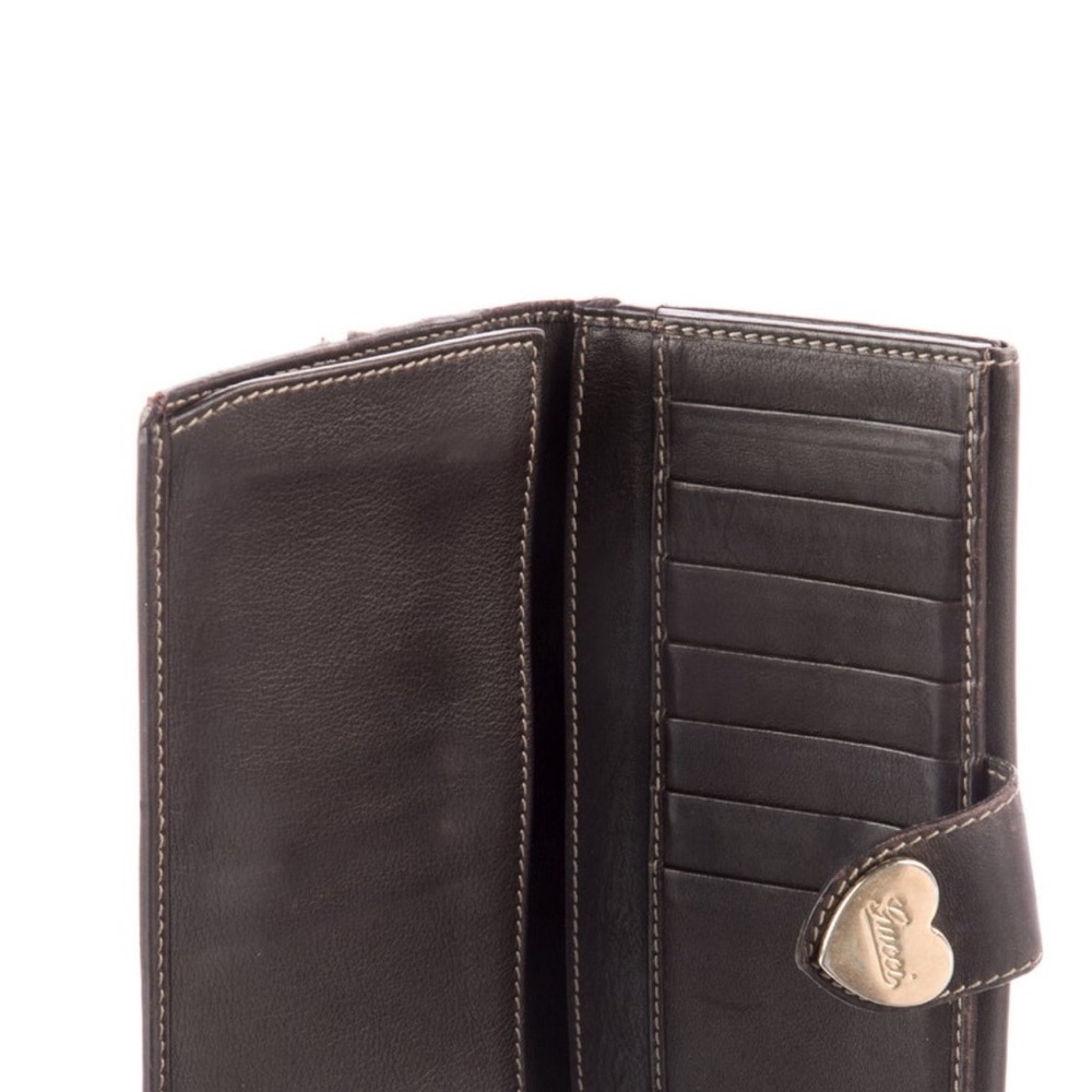 1448. Gucci Heart Tan and Brown French Purse Wallet - Picture 4 of 14